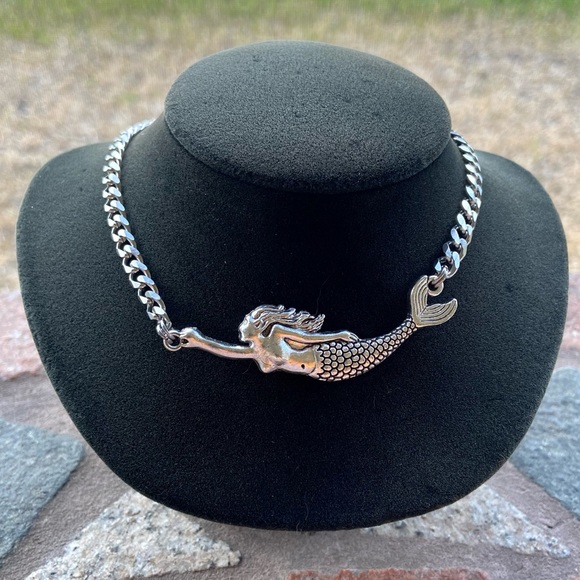 Mermaid necklace stainless steel cuban chain choker - Picture 7 of 12